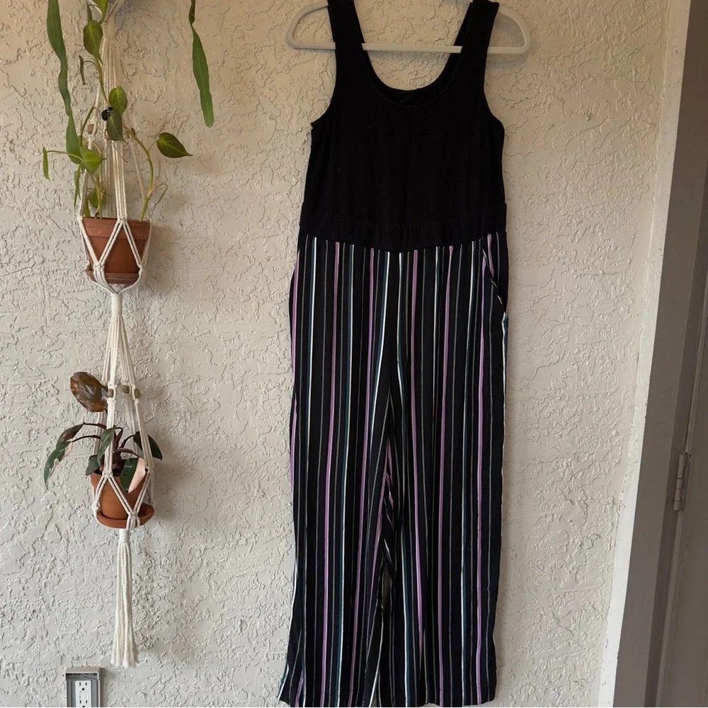 Torrid Challis Jumpsuit Purple/blue/white stripes - Picture 2 of 5